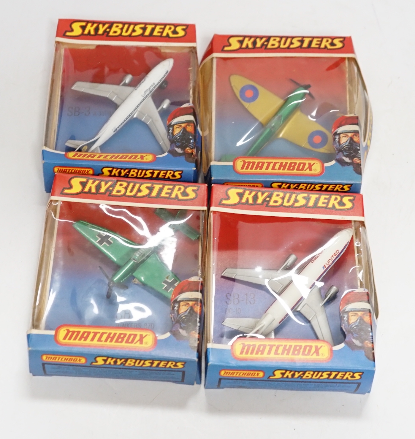 Thirty one boxed 1970s Matchbox Sky Busters diecast aircraft, together with two 1980s Matchbox ‘Super Value Packs’ of diecast vehicles